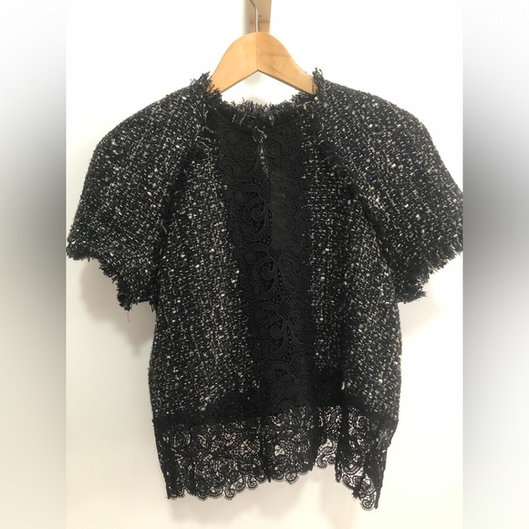 NWT Zara tweed and lace blouse sz XS - Picture 4 of 7